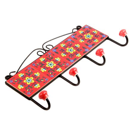 Red Yellow Tiny Flower Tiles Hooks